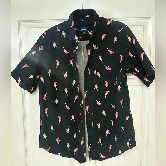 Men’s Size Large George Parrot Button Up Summer Polo T-shirt - Picture 1 of 4